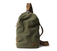 FANDARE Umhängetasche, Unisex Vintage Canvas Brusttasche Bauchtasche, Hände frei Leichte Crossbody Sling Pack für Herren Damen, Brust Crossbody Taschen für Pendler, Reisen, Festivals Grün
