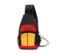 FANDARE Unisex Brusttasche Sling Bag Schulrucksack Sporttasche Herren Damen Schulranzen Umhängetaschen Crossover Rucksack Schultertasche für Outdoor Reisen Camping Wanderrucksäcke DaypacksSchwarz Rot