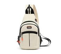 FANDARE Unisex Brusttasche Sling Bag Schulrucksack Sporttasche Herren Damen Schulranzen Umhängetaschen Crossover Rucksack Schultertasche für Outdoor Reisen Camping Wanderrucksäcke Daypacks Grau-weiß