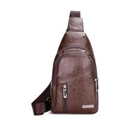 FANDARE Unisex Brusttasche Umhängetasche Sling Crossbody-Bag, wasserdichte PU-Leder Multifunktionstasche Schultertaschen, Tagestaschen für Männer Frauen,Reisen Outdoor kleine Seitentasche Braun