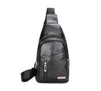 FANDARE Unisex Brusttasche Umhängetasche Sling Crossbody-Bag, wasserdichte PU-Leder Multifunktionstasche Schultertaschen, Tagestaschen für Männer Frauen,Reisen Outdoor kleine Seitentasche Schwarz
