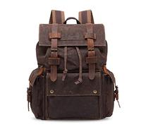 FANDARE Unisex Schulrucksack Teenager Rucksack für Herren/Damen Wanderrucksack Reise Daypack Schultasche Leinwand Braun