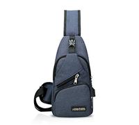FANDARE Unisex Schultertasche Herren Damen Brusttasche Sling Bag Rucksack mit USB Umhängetasche Sporttasche für Wandern,Abenteuer,Sport, Reisen und Joggen Blau