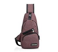 FANDARE Unisex Schultertasche Herren Damen Brusttasche Sling Bag Rucksack mit USB Umhängetasche Sporttasche für Wandern,Abenteuer,Sport, Reisen und Joggen Braun