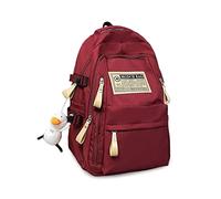 FANDARE Unisex Tagesrucksäcke Damen Herren Schulrucksäcke Alltagsrucksäcke mit süßem Anhänger Schulranzen Rucksack Daypack Geschäft Arbeiten Reisen Weekender Schultasche Wanderrucksäcke Rot