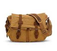 FANDARE Unisex Umhängetasche/Laptoptasche 14 Zoll für Arbeit Herren Messenger Bag Schultertasche Multifunktions Reise Canvas Khaki