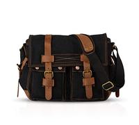 FANDARE Unisex Umhängetasche/Laptoptasche 14 Zoll für Arbeit Herren Messenger Bag Schultertasche Multifunktions Reise Canvas Schwarz