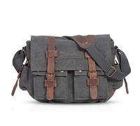 FANDARE Unisex Umhängetasche/Laptoptasche 14 Zoll für Arbeit Herren Messenger Bag Schultertasche Multifunktions Reise Canvas Grau