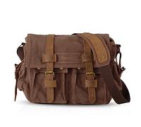 FANDARE Unisex Umhängetasche/Laptoptasche 14 Zoll für Arbeit Herren Messenger Bag Schultertasche Multifunktions Reise Canvas Braun