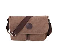 FANDARE Unisex Umhängetasche Leinwand Schultertasche 7.9 inch iPad Tasche Vintage Canvas Messenger Tasche für Damen/Herren Braun