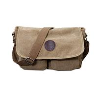 FANDARE Unisex Umhängetasche Leinwand Schultertasche 7.9 inch iPad Tasche Vintage Canvas Messenger Tasche für Damen/Herren Khaki