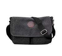 FANDARE Unisex Umhängetasche Leinwand Schultertasche 7.9 inch Tablet Tasche Vintage Canvas Messenger Tasche für Damen/Herren Schwarz