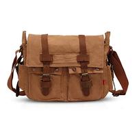 FANDARE Unisex Umhängetasche Schultertasche Segeltuch Laptoprucksäcke für 14 Zoll Laptop Kuriertasche Herren Damen Crossbody Messenger Bag für Reise Schule Hochschule Arbeit Outdoor Hellbraun1