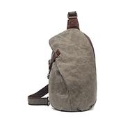 FANDARE Vintage Brusttasche Leinwand Schultertasche Herren Sling Chest Bag Beidseitig Umhängetasche für Outdoor Sport Wandern Radfahren Reisen SchultertascheGrün