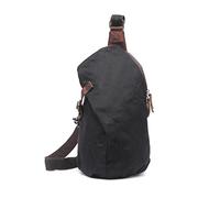 FANDARE Vintage Brusttasche Leinwand Schultertasche Herren Sling Chest Bag Beidseitig Umhängetasche für Outdoor Sport Wandern Radfahren Reisen Schultertasche Schwarz
