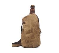 FANDARE Vintage Brusttasche Leinwand Schultertasche Herren Sling Chest Bag Beidseitig Umhängetasche für Outdoor Sport Wandern Radfahren Reisen Schultertasche Khaki