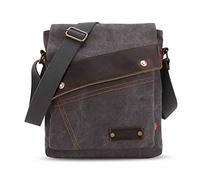 FANDARE Vintage Messenger Bag Umhängetasche Computer Briefcase Taschen für Arbeit Schule Schulranzen Crossbody Bag Damen Herren Canvas, grau, L, Freizeitrucksack