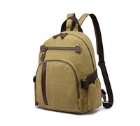 FANDARE Vintage Rucksack Leinwand Schulrucksack Schulranzen Daypacks Laptop Rucksack Herren Damen Schultaschen für 12.9 Zoll Laptop Universität Wandern Reisen Freizeit Arbeit Tagesrucksack Khaki
