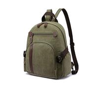 FANDARE Vintage Rucksack Leinwand Schulrucksack Schulranzen Daypacks Laptop Rucksack Herren Damen Schultaschen für 12.9 Zoll Laptop Universität Wandern Reisen Freizeit Arbeit Tagesrucksack Grün
