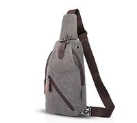 FANDARE Vintage Rucksack Sling Bag Umhängetasche Messenger Tasche Schultertasche Reisen Crossbady Bag Sporttasche Frauen/Herren Segeltuch Grau