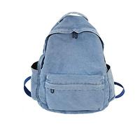 FANDARE Vintage Rucksack Unisex Schulrucksack Teenager Stilvoll Rucksäcke Mädchen Junge Daypack Hochschule Draussen Camping Reise Schultasche Dauerhaft Segeltuch Hellblau