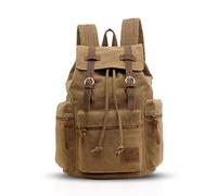 FANDARE Vintage Rucksäcke Schulrucksack Leinwand Daypacks Ranzen Mädchen Schulranzen für 14 Zoll Laptop Taschen Herren Damen Schultasche für Arbeit Wandern Reisen Camping Rucksack Braun a