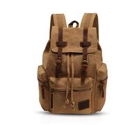 FANDARE Vintage Rucksäcke Schulrucksack Leinwand Daypacks Ranzen Mädchen Schulranzen für 14 Zoll Laptop Taschen Herren Damen Schultasche für Arbeit Wandern Reisen Camping Rucksack Khaki