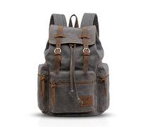 FANDARE Vintage Rucksäcke Schulrucksack Leinwand Daypacks Ranzen Mädchen Schulranzen für 14 Zoll Laptop Taschen Herren Damen Schultasche für Arbeit Wandern Reisen Camping Rucksack Grau