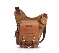 FANDARE Vintage Sling Bag Umhängetasche Messenger Bag Hiking Bag Crossbody Bag Rucksack Canvas Khaki B