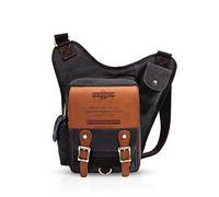 FANDARE Vintage Sling Bag Umhängetasche Messenger Bag Hiking Bag Crossbody Bag Rucksack Canvas Schwarz A