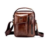 FANDARE Vintage Umhängetasche Herren Schultertaschen Leder Arbeitstasche Crossbody Messenger Bags Umhängetasche Handtasche Männerhandtasche Arbeit Outdoor Reise Wasserdicht Schulranzen Braun