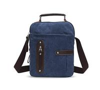 FANDARE Vintage Umhängetasche Herrentasche Segeltuch Schultertasche Lehrertasche Damen Crossbody Messenger Bag Aktentasche für Schule Freizeit Reise Business Blau