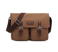 FANDARE Vintage Umhängetasche Segeltuch Schultertasche Erweiterbar Crossbody Bag Herren Damen Reise Business Messenger Bag passen 10.9 inch Tablet Canvas Tasche Braun