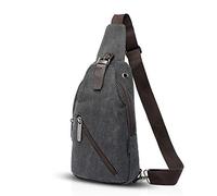 FANDARE Vintage Umhängetasche Sling Bag Schule Reisen Männer Frauen Messenger Rucksäcke Brustbeutel Sporttasche Travers Outdoor Canvas, Schwarz, L, Freizeitrucksack