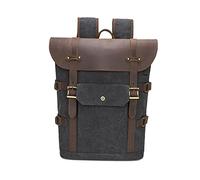 FANDARE Wanderrucksack mit USB -Ladeanschluss Leinwand Rucksack Schulranzen Reisetasche Schultaschen Outdoor Trekkingrucksack für Herren Damen Camping Radfahren Klettern Reiserucksack Dunkelgrau