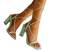 Fannyfuny Damen Sandaletten Mit Absatz Spangenpumps Schnür Offene Heel Peep Toe hoher Absatz Partyschuhe Sexy Sommerschuhe Pumps Schuhe Sommer Sandaletten Damenschuhe Absatzschuhe
