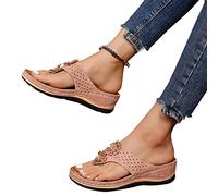 Fannyfuny Orthopädische Sandalen Pantoletten Zehentrenner Outdoor Elegant Leicht Flache Sandalen Weichen Sohlen Sommerschuhe mit Weichem Fußbett Pantolette Flip Flop Orthopädische Schuhe