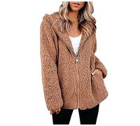 Fannyfuny Übergangsjacke Damen Herbst Reißverschluss/knöpfe Softshelljacke Mit Taschen Oberteile Klassischer Plüschjacke Zipper/knöpfe Kapuzenpullover Stepjacke Mode Microfleece Jacke Sweatjacke