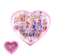 FANSEZQ Kinderringe mädchen, Prinzessin Schmuck Set 36 Stück, Kinderring in Herzform, Kinderring Prinzessinnen-Sets, Spielzeugring für Kinder, Kinderschmuck, perfekt für Kindergeburtstagsgeschenke