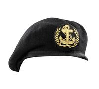 FANSHINUO Sicherheitshut, Wolle, Baskenmütze, Matrosen-Kapitän, bestickt, Abzeichen, Baskenmütze, Zubehör, vielseitiges Uniformzubehör, tägliches Pendeln, NN, One size