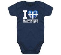 FanShirts4u Länder Baby Body - I LOVE MARTINIQUE - Jungen Mädchen (6-12 Monate, Dunkelblau - I LOVE MARTINIQUE)