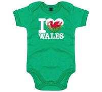 FanShirts4u Länder Baby Body - I LOVE WALES - Jungen Mädchen (0-3 Monate, Grün - I LOVE WALES)