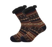 FANSU 1 Paar Kuschelsocken für Damen und Herren, Winter Anti Rutsch Thermosocken Rutschfest Flauschige Stoppersocken Lang Dicke Warme Plüsch Socken Hüttensocken (Einheitsgröße,Marinebraun)