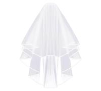 FANSU 2pc Kurz Schleier, Elegant Brautschleier, Softtüll Braut Schleier, Brautschleier mit Kamm für Junggesellenabschied Hochzeit Damen Mädchen Party Haarschmuck (Weiß, 60-80cm)