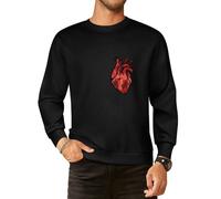 FANSU Baumwolle Rundhals Pullover Herren, 3D-Herzdruck Sweatjacke Herren Ohne Kapuze Einfarbig Sweatshirt Herren S - 5XL Herren-Sweatshirt Kleidung Herren Für Sport Und Freizeit