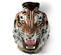 FANSU Herren Damen Kapuzenpullover 3D Hoodie,Unisex Freizeit Kreative Mode Löwe Tiger Druck Sweatshirt Pullover Langarm Paare Hoodies mit Tasche (L/XL,Tiger)