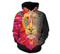 FANSU Herren Damen Kapuzenpullover 3D Hoodie,Unisex Freizeit Kreative Mode Löwe Tiger Druck Sweatshirt Pullover Langarm Paare Hoodies mit Tasche (XXL/XXXL,Schwarzer Kristall)