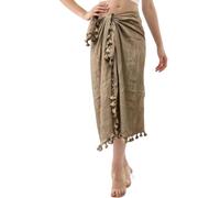 FANSU Pareo Damen Strand Lang Einfarbig Wrap Sarong Tuch Damen Strandtuch Wickelrock & Bikini Cover Up Sommer Strandkleid Luftig für Badeanzug, Urlaub, Party (Braun,Einheitsgröße)