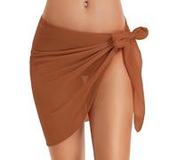 FANSU Pareo Sarong Damen Strand Chiffon, Strand Wickeltuch Damen Pareo Tuch Sarong Leichter & Bikini Cover Up für Sommer und Urlaub, Badeanzug Accessoire (Braun,L)