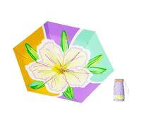 FANSU Regenschirm Faltbar Groß Sturmfest, Regenschirm Faltbar Leicht Kompakter Reise 8 Rippen Taschenschirm Sonnenleicht für Herren Damen und Kinder, Blumen Bunt (Lila)